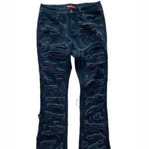 Handmade Rust Black Crash Distressed Denim
